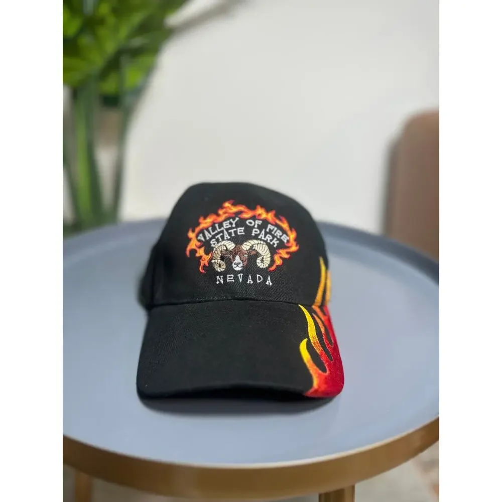 Valley of Fire State Park Nevada Hat Cali Fame Embroidered Flames Adjustable Cap